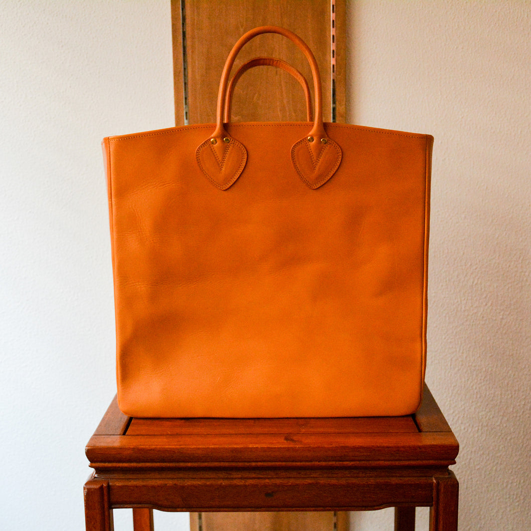 ALL LEATHER BASIC TOTE BAG CAMEL
